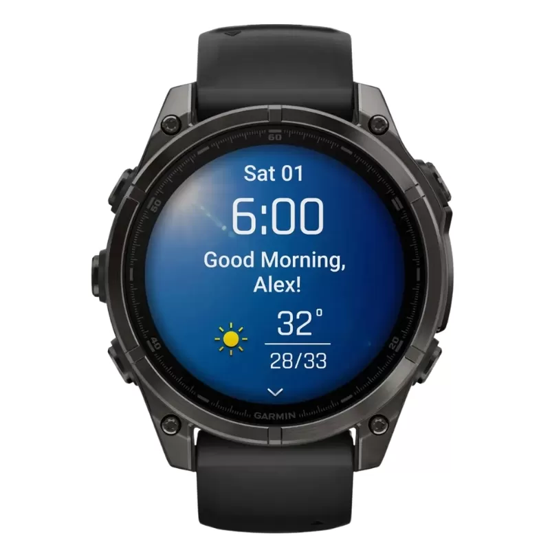 Reloj GPS Garmin Fēnix 8 47mm AMOLED Sapphire - Carbon Gray DLC Titanium/Black Pebble Gray (010-02904-20)