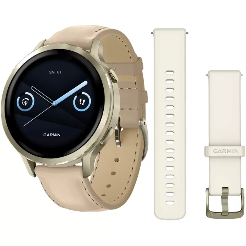 Reloj GPS Garmin Venu 4 41mm Gold/Beige + Silicone Band Bone (010-03013-03)