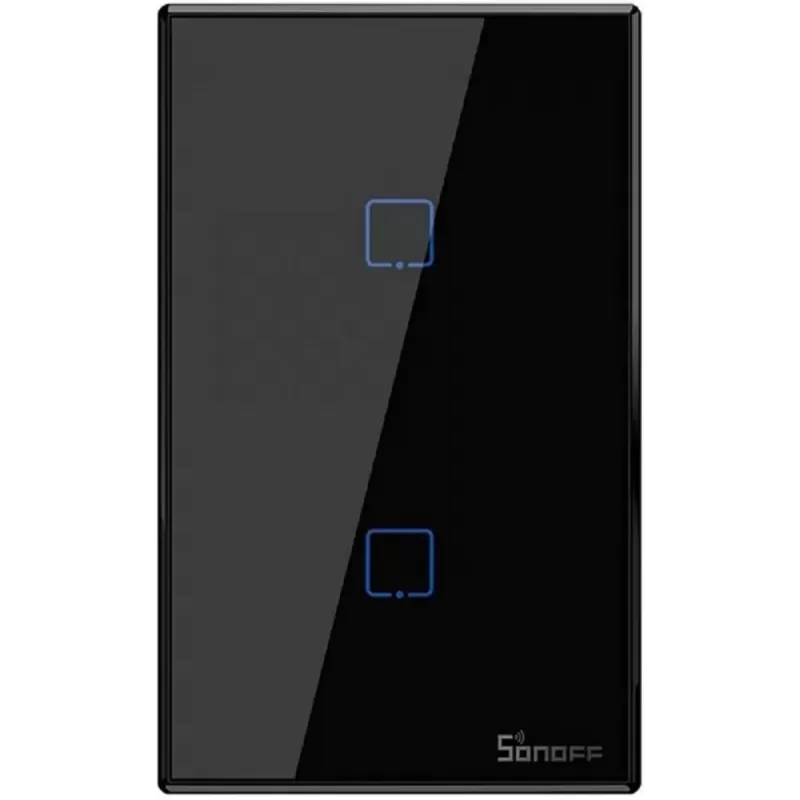 Interruptor de Pared Smart Sonoff T3US2C Wi-Fi/2 Botones Bivolt - Black