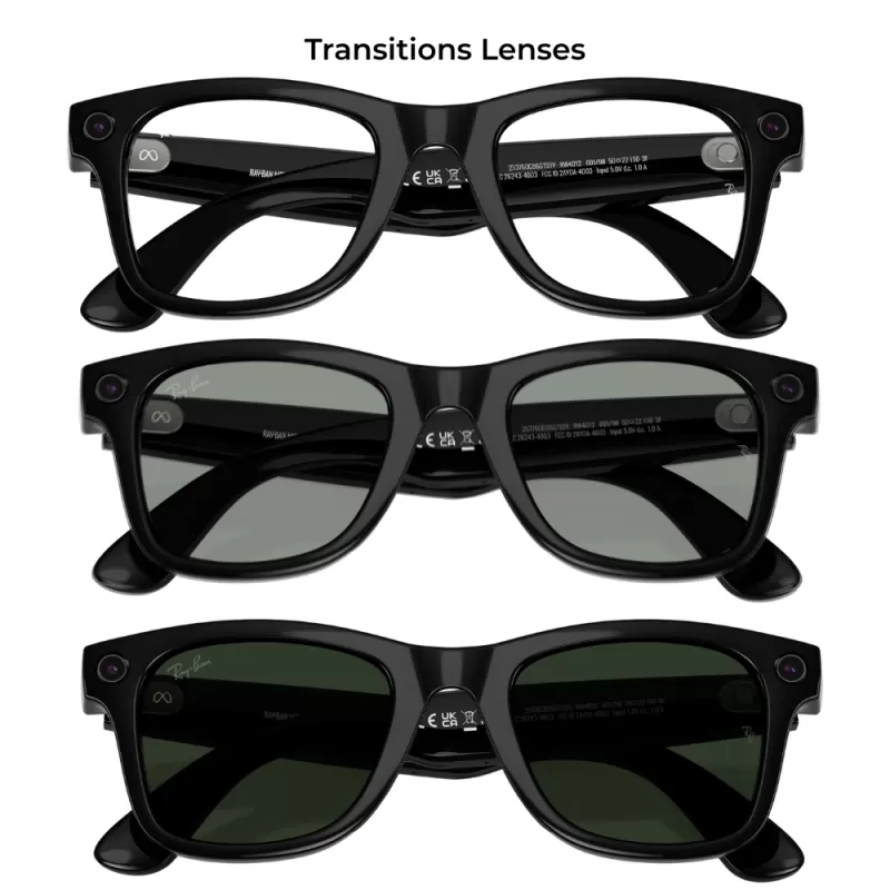 Lentes de Sol Ray-Ban Meta Wayfarer (Gen 2) RW4012 - Shiny Black/Transitions Graphite Green