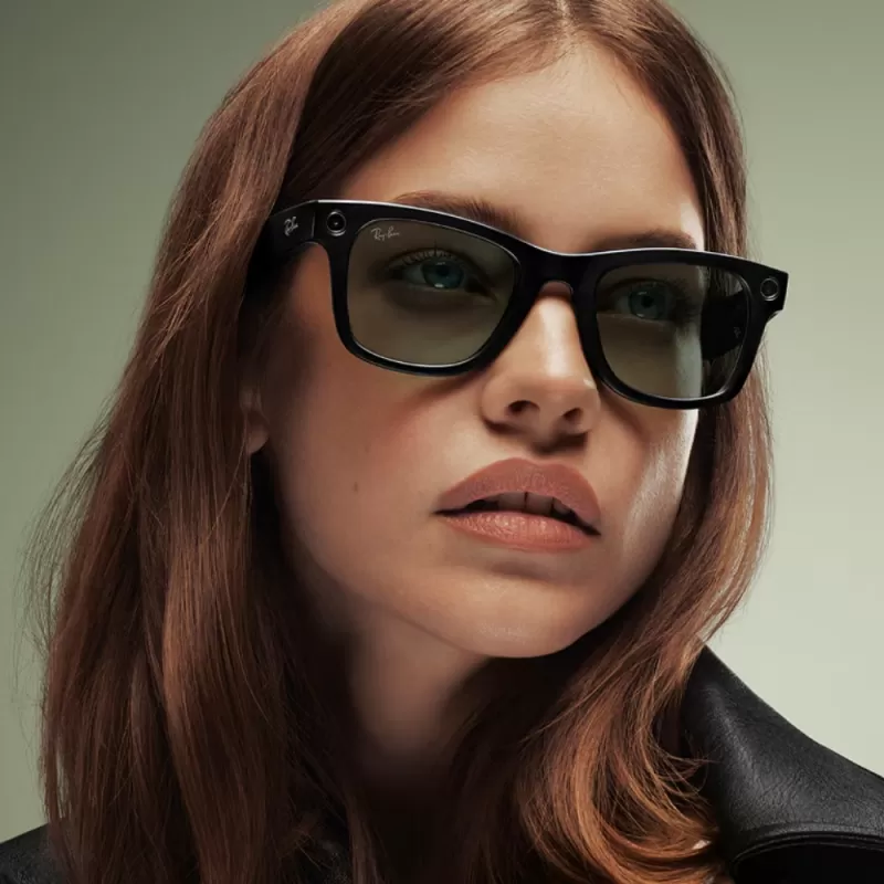 Lentes de Sol Ray-Ban Meta Wayfarer (Gen 2) RW4012 - Shiny Black/Transitions Graphite Green