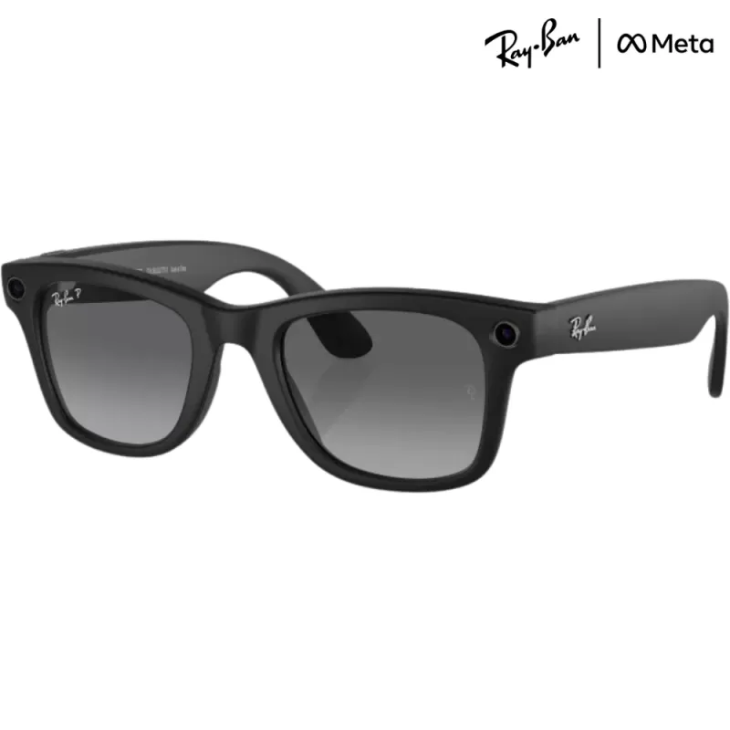 Lente de Sol Smart Ray-Ban Meta Wayfarer RW4006 - Matte Black/Polar Gradient Graphite