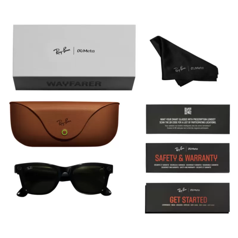 Lente de Sol Smart Ray-Ban Meta Wayfarer RW4006 - Shiny Black/G-15 Green