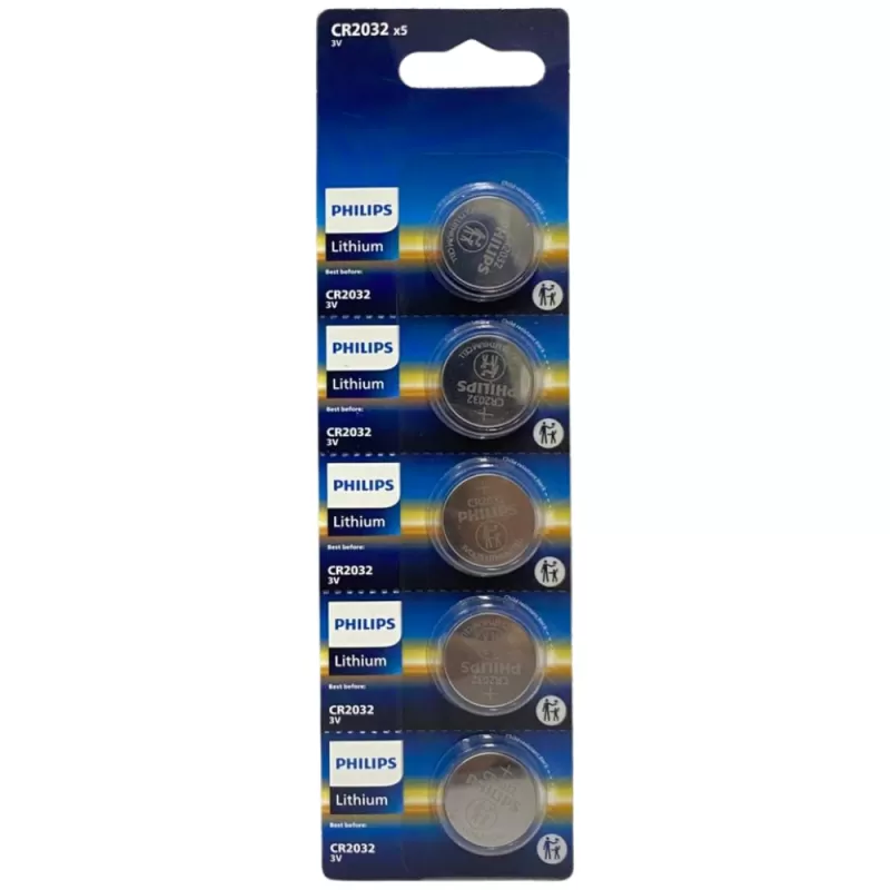 Pila Botón Philips CR2032P5/70 Lithium 3V (5 unidades)
