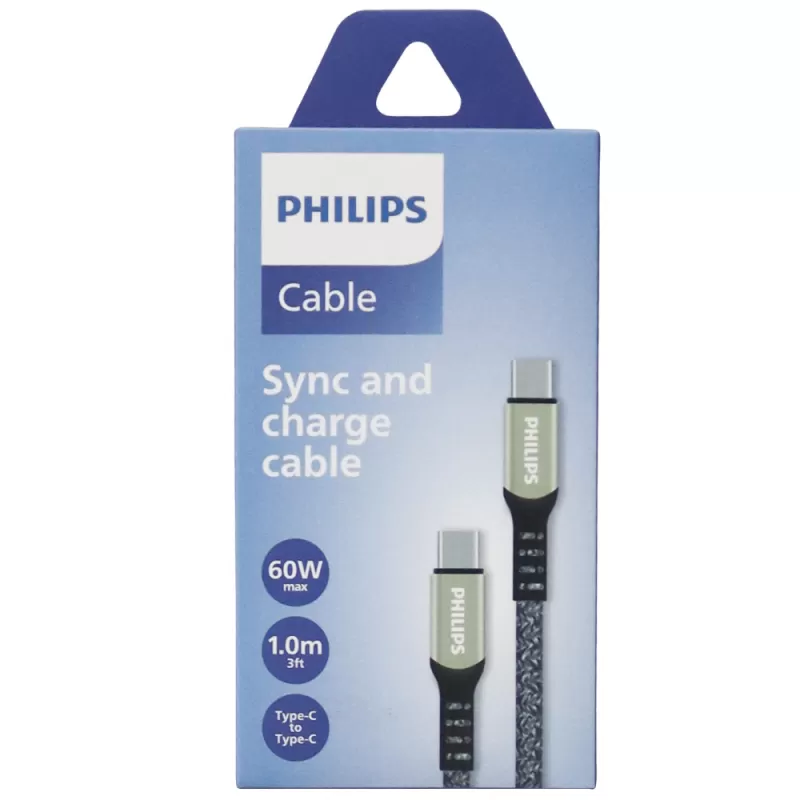 Cable Philips DLC5001CG/70 USB-C | USB-C - Gray (1 metro)