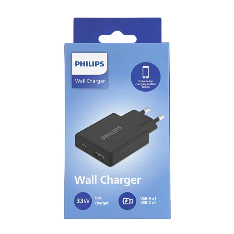 Adaptador Philips DLP4322CB/70 USB-A | USB-C 33W - Black