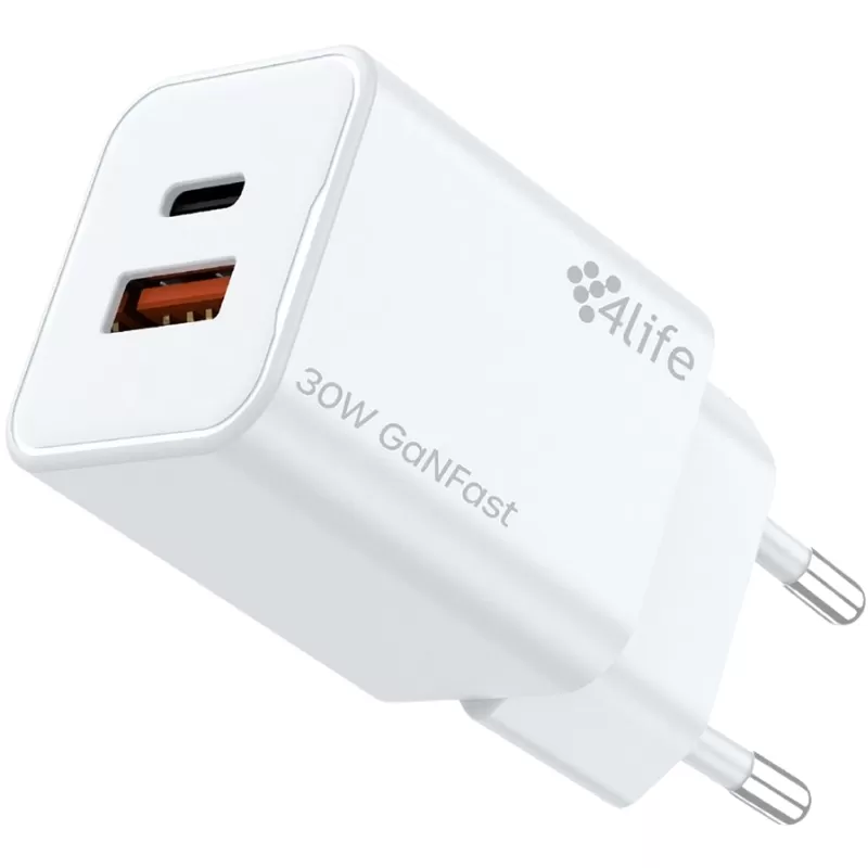 Cargador 4Life GaNFast FL8230ACGW USB-C/USB-A 30W - White