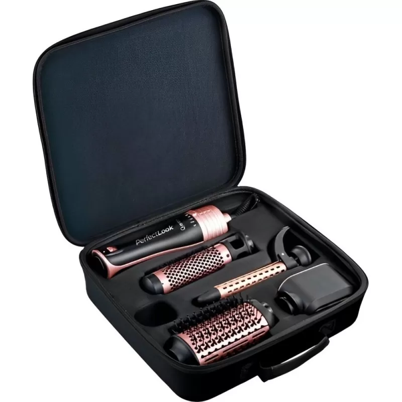 Kit Cepillo Secador Quanta PerfectLook QTKCS7001 1300W 2V - Black/Rose Gold