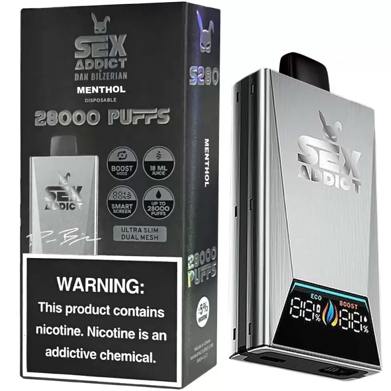 Vaper Descartable Sex Addict By Dan Bilzerian S280 Silver 5% Nicotina 28000 Puffs - Menthol