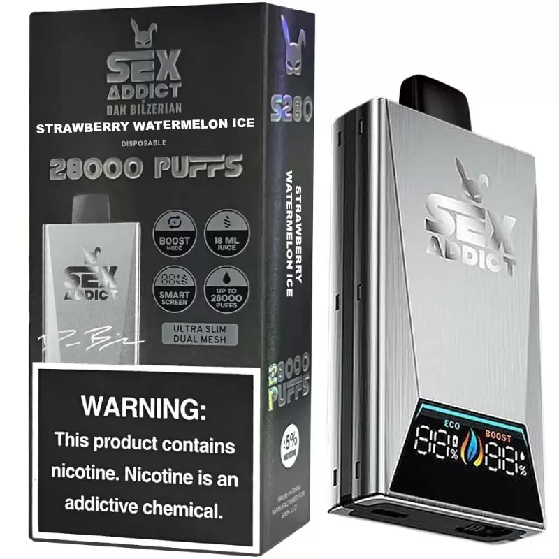 Vaper Descartable Sex Addict By Dan Bilzerian S280 Silver 5% Nicotina 28000 Puffs - Strawberry Watermelon Ice