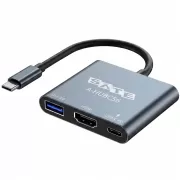 Adaptador Sate A-HUBC56 3 en 1 USB-C - Gray