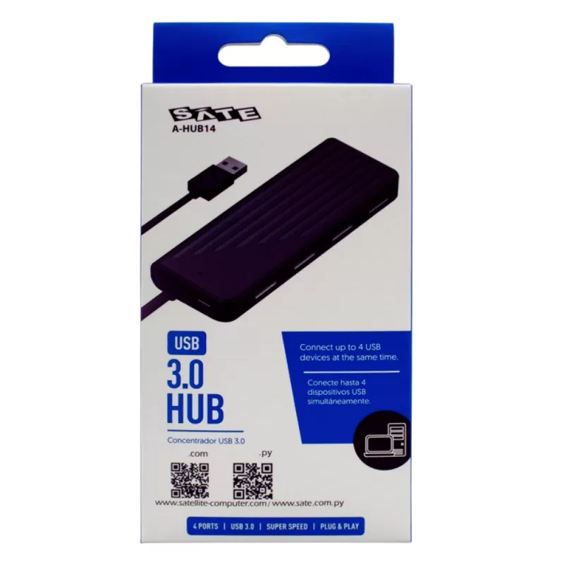 Hub Sate A-HUB14 USB-A 4 Puertos - Black