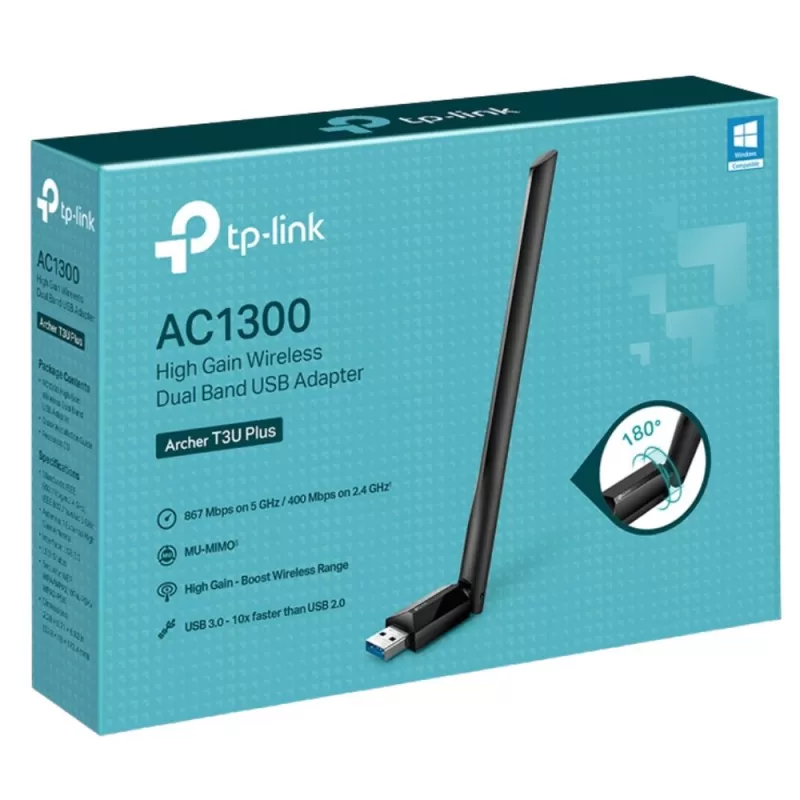 Adaptador Tp-Link Archer T3U Plus USB Dual band Wireless - Black