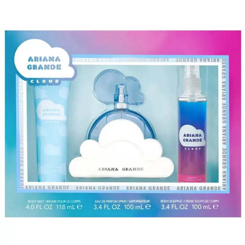 Kit Perfume Ariana Grade Cloud EDP 100mL + Body Mist 118mL + Body Soufflé 100mL - Femenino