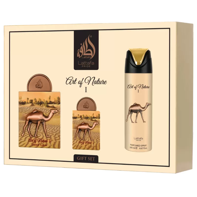 Kit Perfume Lattafa Pride Art of Nature I EDP 100mL + Mini Perfume 20mL + Spray 200mL - Unisex