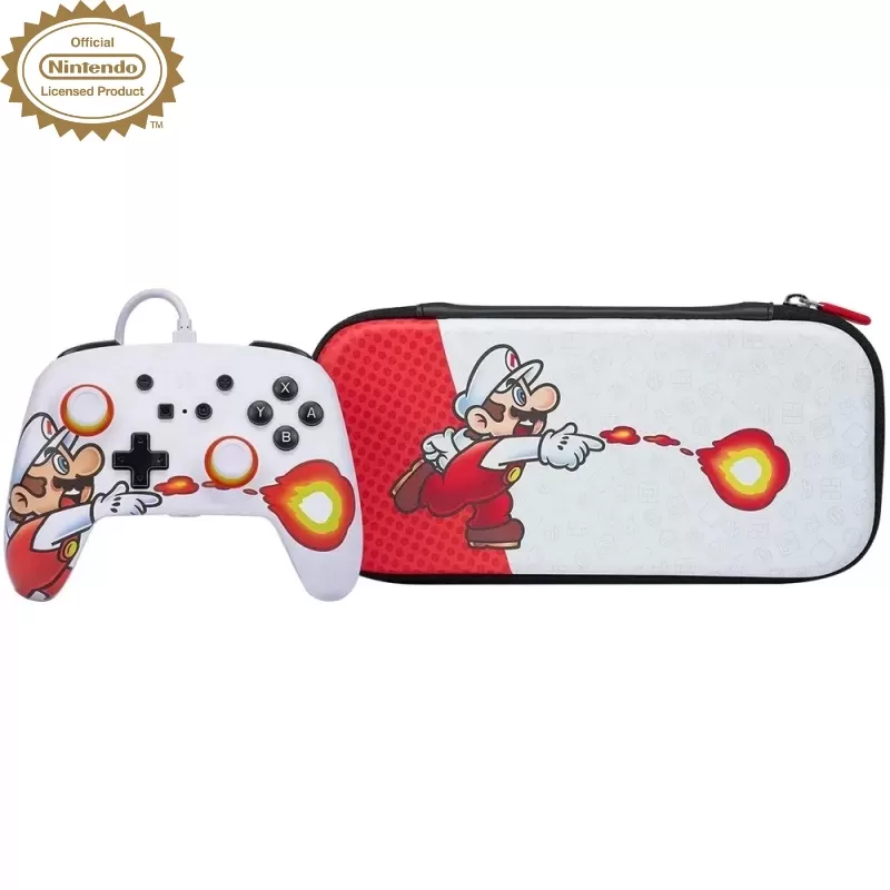 Control PowerA Nintendo Switch + Estuche Protector Slim Mario Fireball (PWA-A-02251)