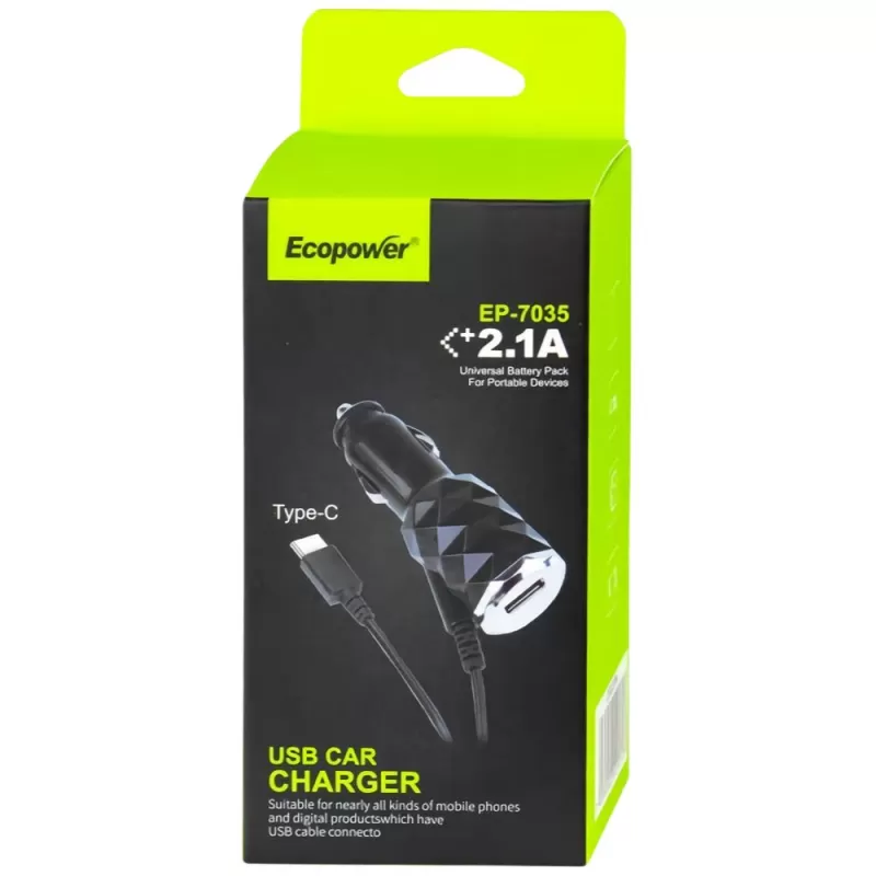 Cargador Vehicular Ecopower EP-7035 USB-A - Black