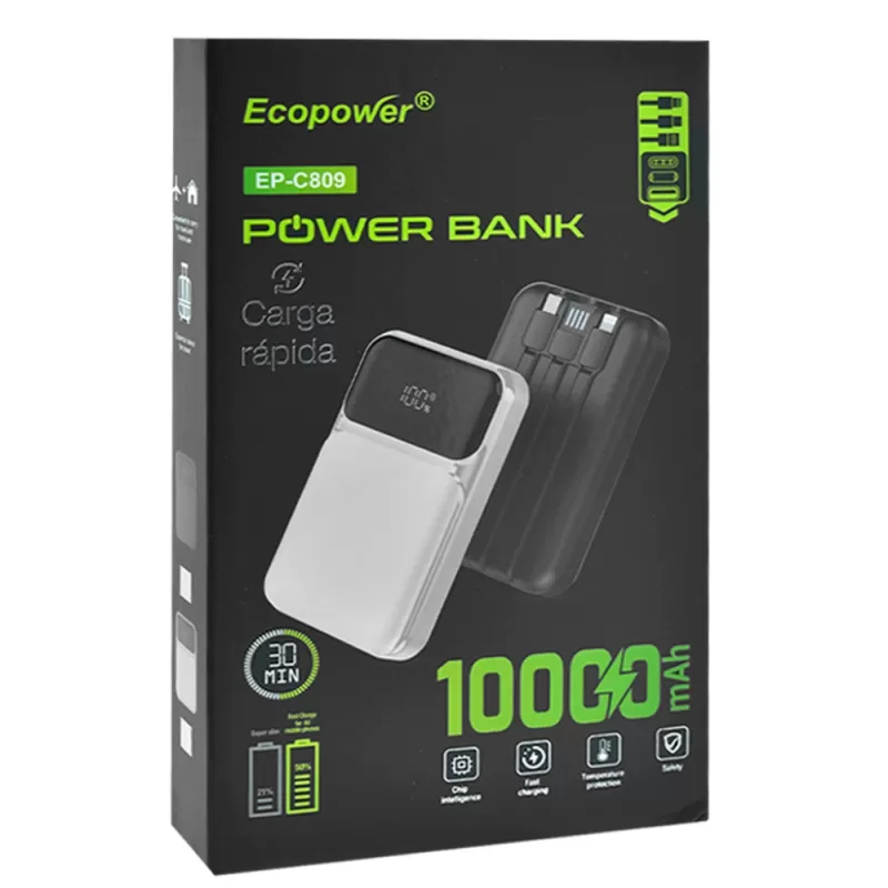 Cargador Portátil Ecopower EP-C809 10.000mAh 22.5W - Black