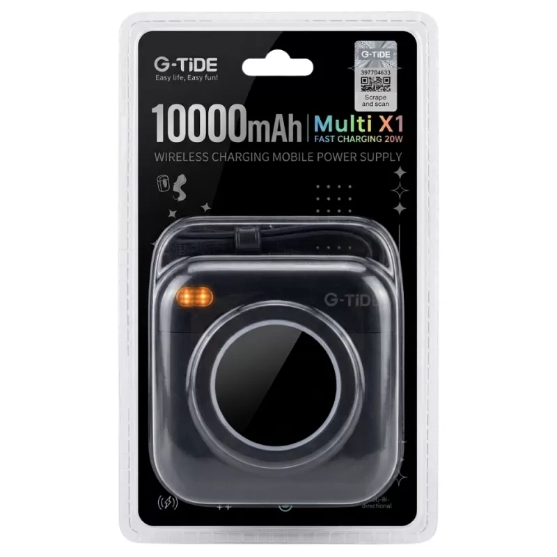 Cargador Portátil Wireless G-Tide Multi X1 10.000mAh Lightning/USB-C 20W - Black