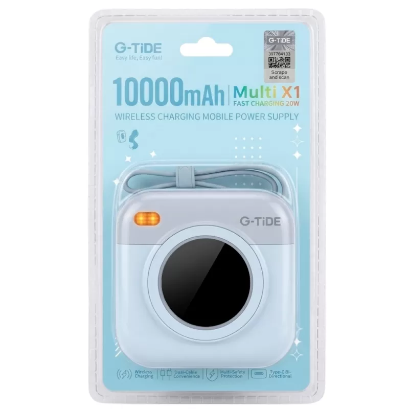 Cargador Portátil Wireless G-Tide Multi X1 10.000mAh Lightning/USB-C 20W - Blue