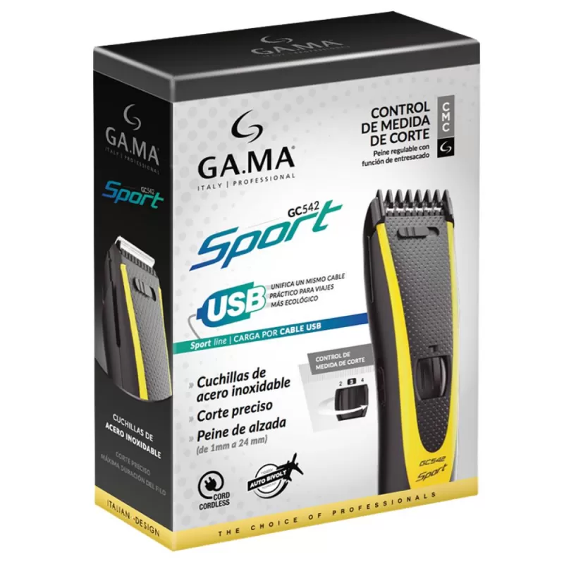 Cortador de Pelo Gama GC542 Sport - Black/Yellow