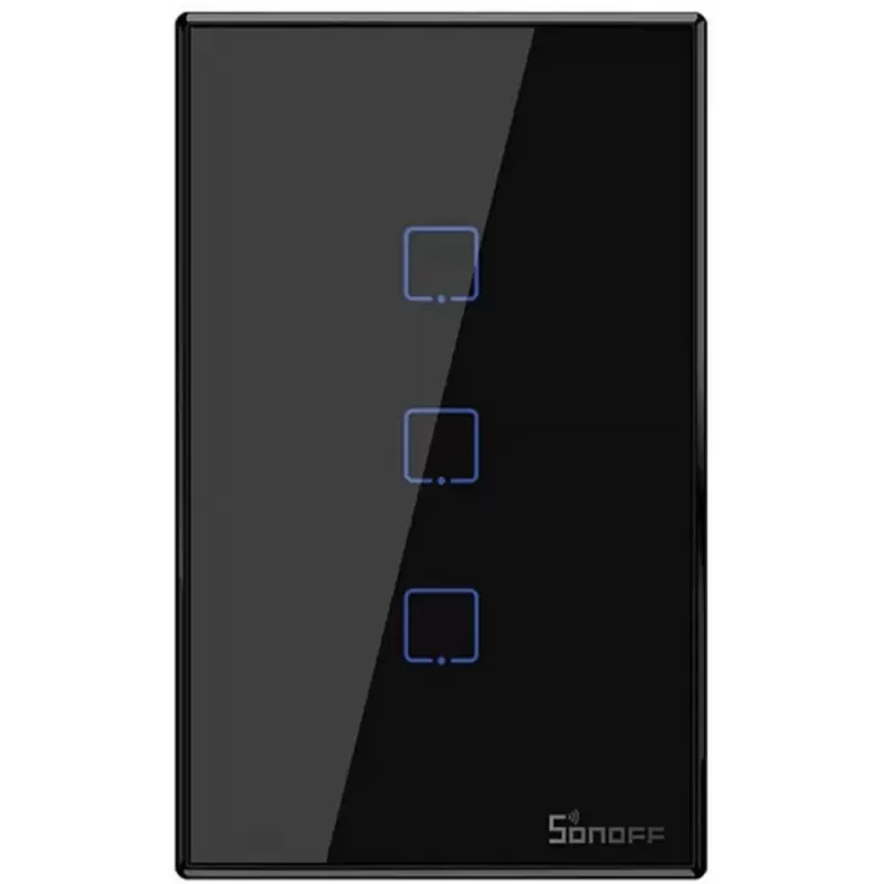 Interruptor De Pared Smart Sonoff T3US3C Wi-Fi/3 Botones Bivolt - Black