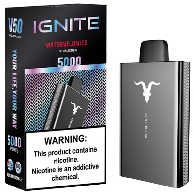 Vaper Descartable Ignite V50 Special Edition 5% Nicotina 5000 Puffs - Watermelon Ice