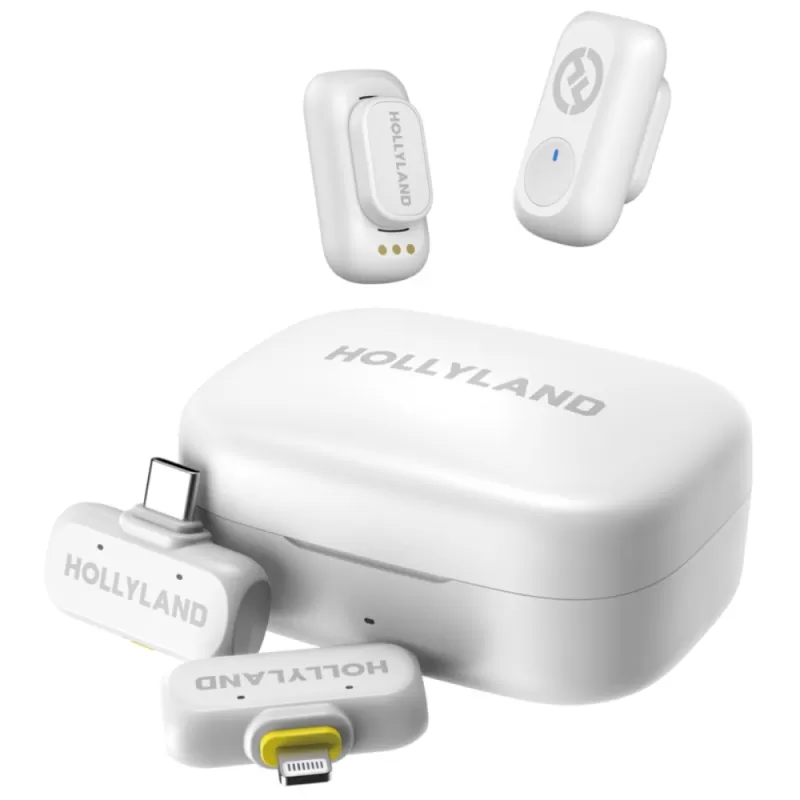 Micrófono Wireless Hollyland Lark A1 Combo USB-C/Lightning - Ivory White
