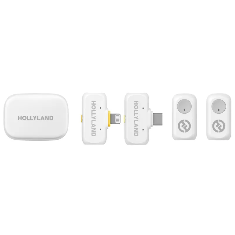 Micrófono Wireless Hollyland Lark A1 Combo USB-C/Lightning - Ivory White
