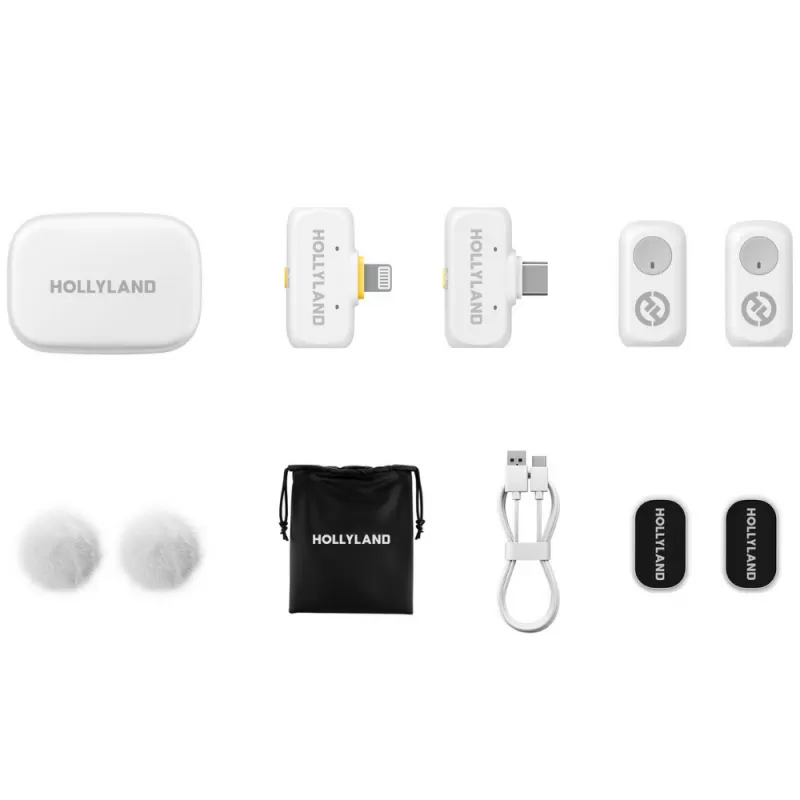 Micrófono Wireless Hollyland Lark A1 Combo USB-C/Lightning - Ivory White