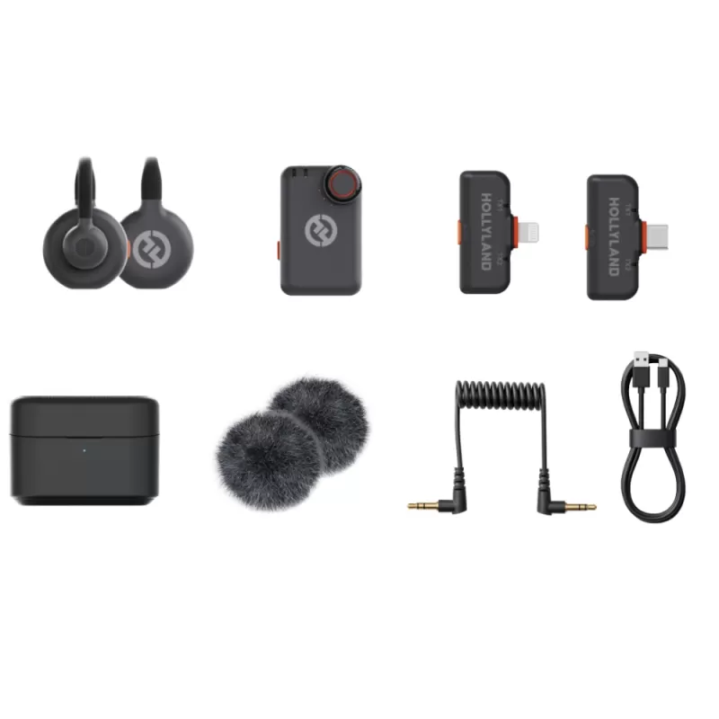 Micrófono Wireless Hollyland Lark M2S Ultimate Combo USB-C / Lightning / Cámara - Space Gray