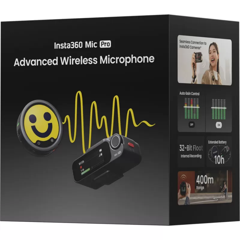 Micrófono Wireless Insta360 Mic Pro (1 TX + 1 RX) - Black (MIC PRO02)