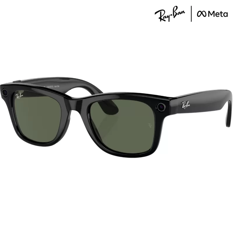 Lente de Sol Smart Ray-Ban Meta Wayfarer RW4006 - Shiny Black/G-15 Green