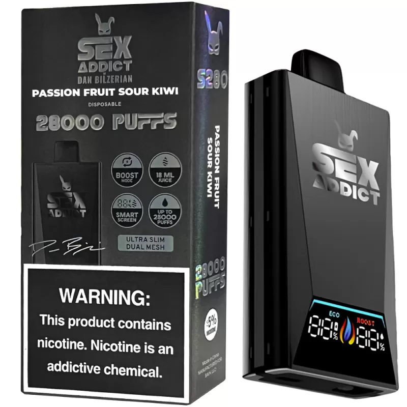 Vaper Descartable Sex Addict By Dan Bilzerian S280 5% Nicotina 28000 Puffs - Passion Fruit Sour Kiwi