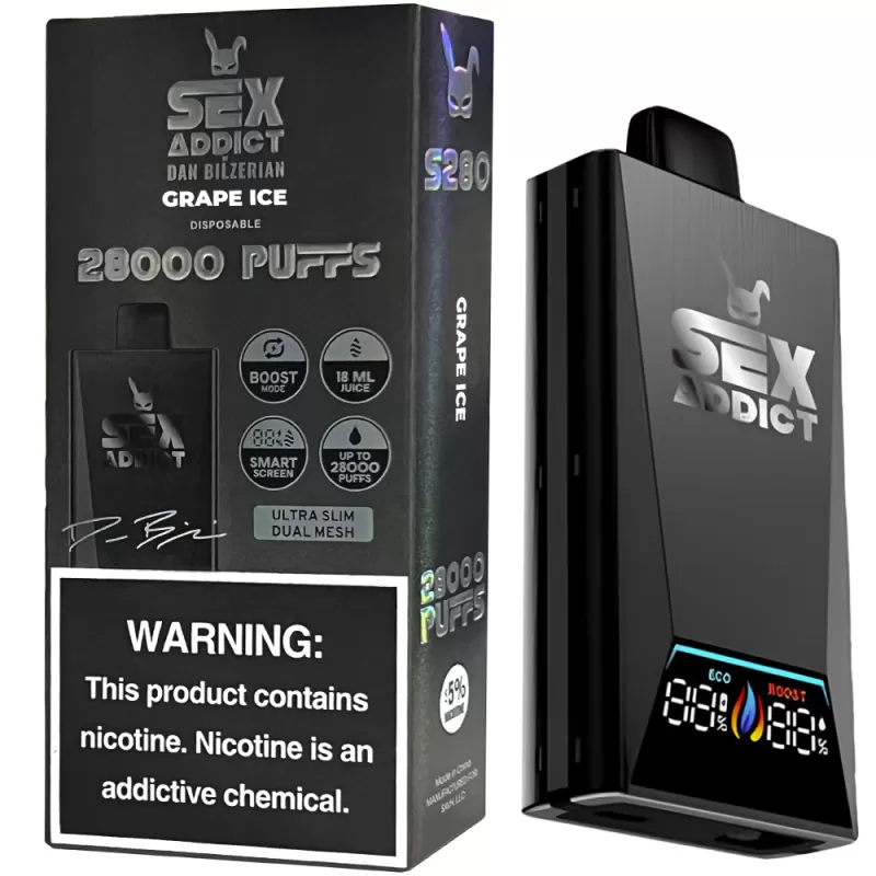 Vaper Descartable Sex Addict By Dan Bilzerian S280 5% Nicotina 28000 Puffs - Grape Ice