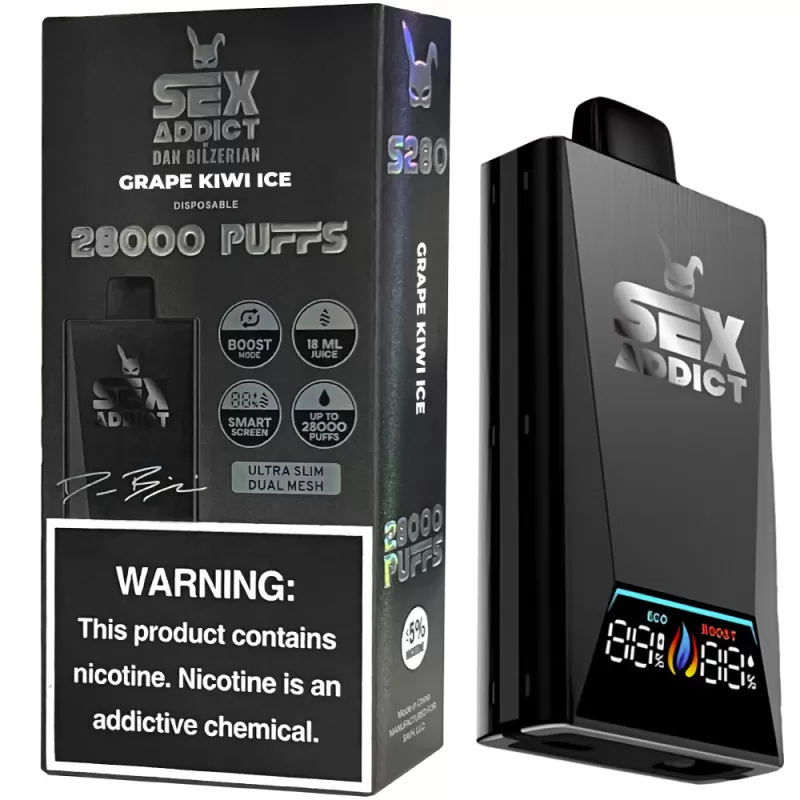 Vaper Descartable Sex Addict By Dan Bilzerian S280 5% Nicotina 28000 Puffs - Grape Kiwi Ice