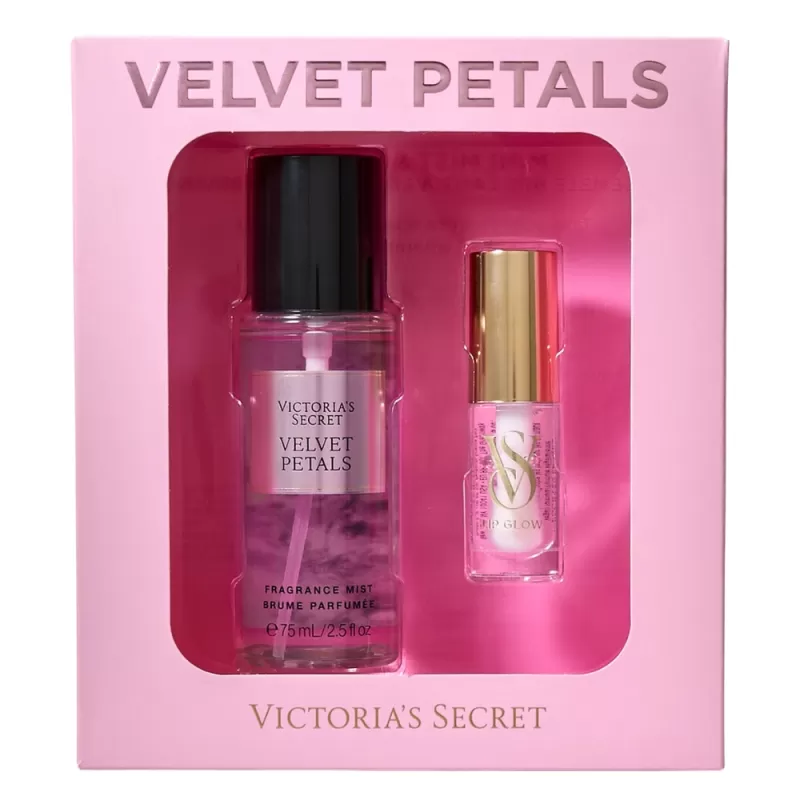 Kit Victoria's Secret Velvet Petals Body Mist 75mL + Clear Lip Glow 3.2g