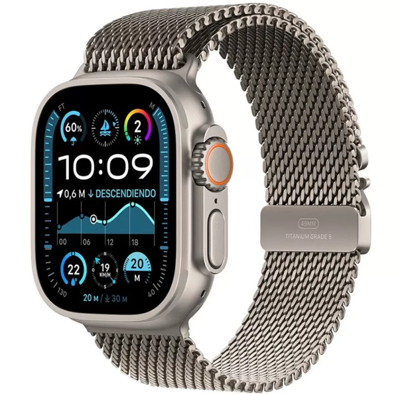 Apple Watch Ultra 2 MX5T3BE/A 49mm (GPS + Celular) - Natural Titanium Milanese Loop Apple Watch Ultra 2 MX5T3BE/A 49mm (GPS + Celular) - Natural Titanium Milanese Loop