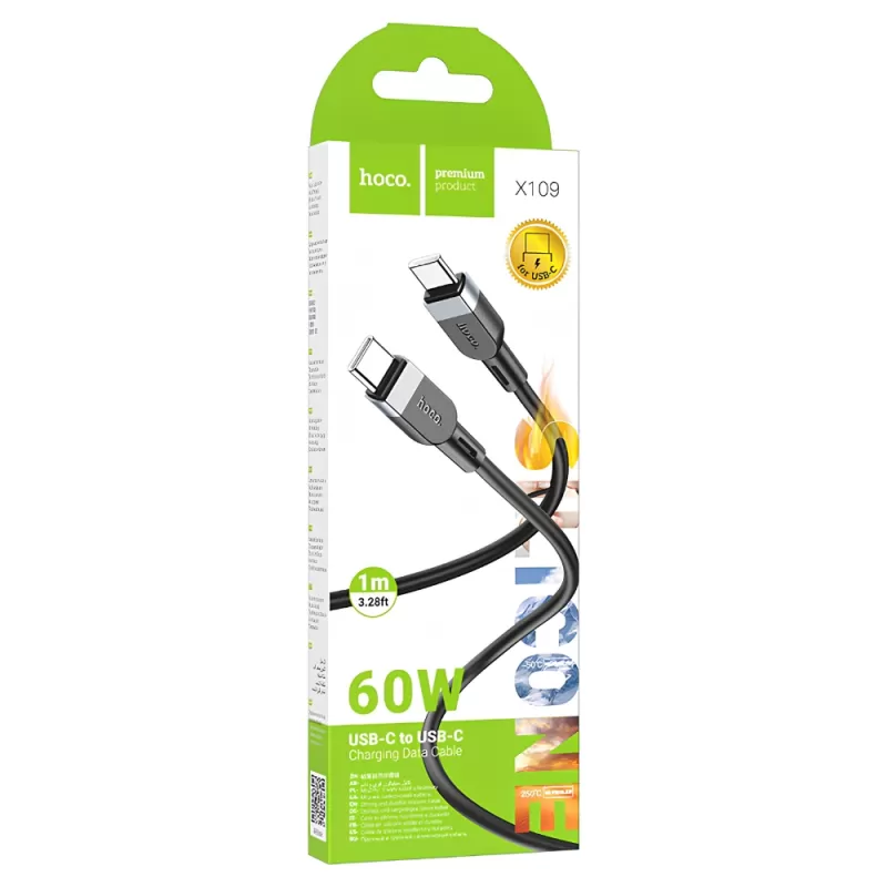 Cable Hoco USB-C/USB-C X109 60W (1m) - Black